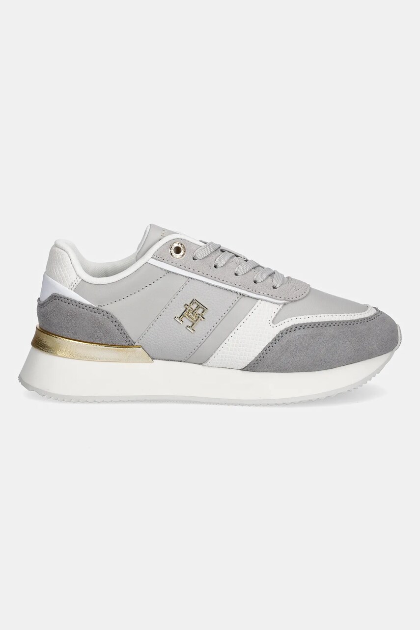 Шкіряні кросівки Tommy Hilfiger TH FASHION RUNNER колір сірий FW0FW08475