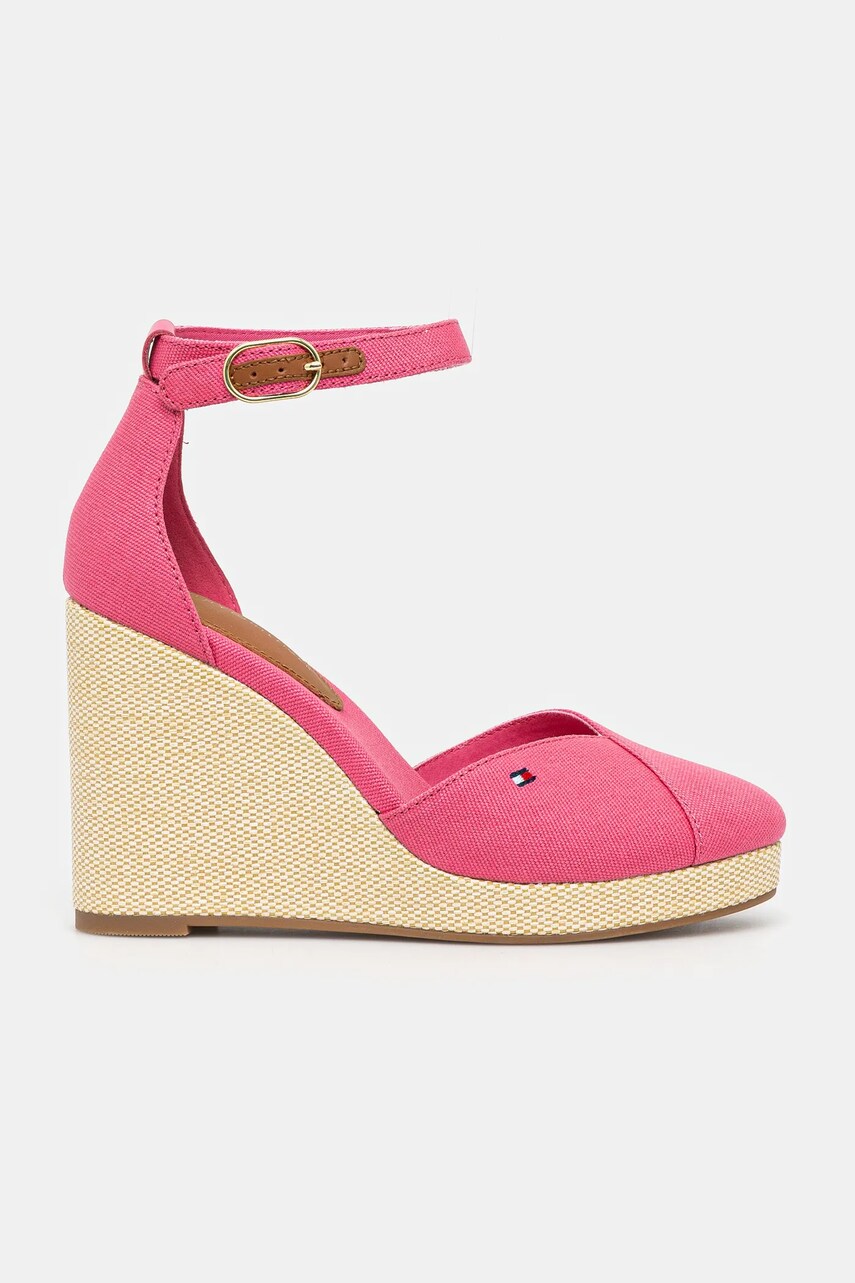 Еспадрилі Tommy Hilfiger FLAG HIGH WEDGE ESPAD CLOSED TOE колір рожевий на танкетці FW0FW08494