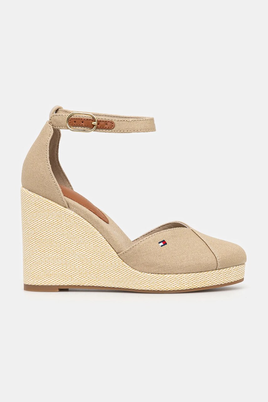 Еспадрилі Tommy Hilfiger FLAG HIGH WEDGE ESPAD CLOSED TOE колір бежевий на танкетці FW0FW08494