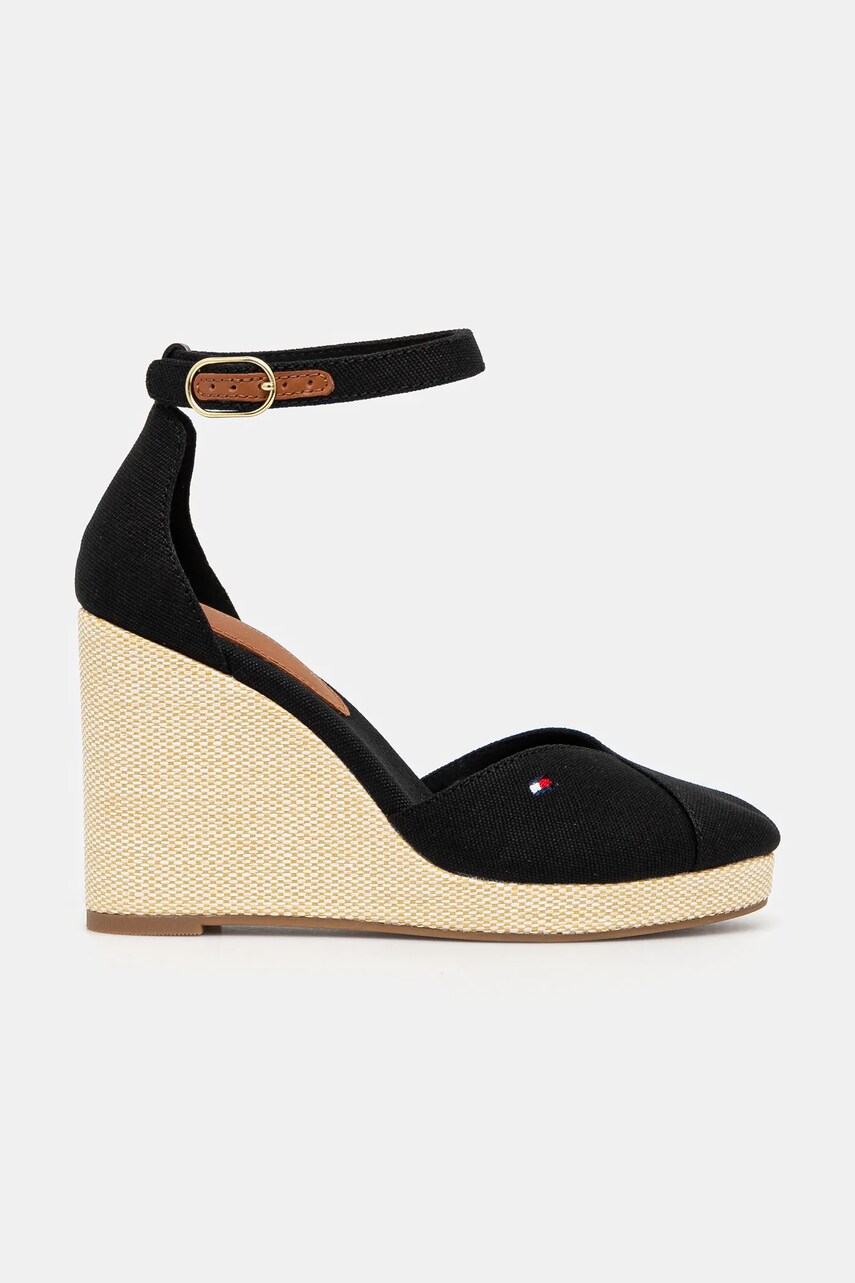 Еспадрилі Tommy Hilfiger FLAG HIGH WEDGE ESPAD CLOSED TOE колір чорний на танкетці FW0FW08494