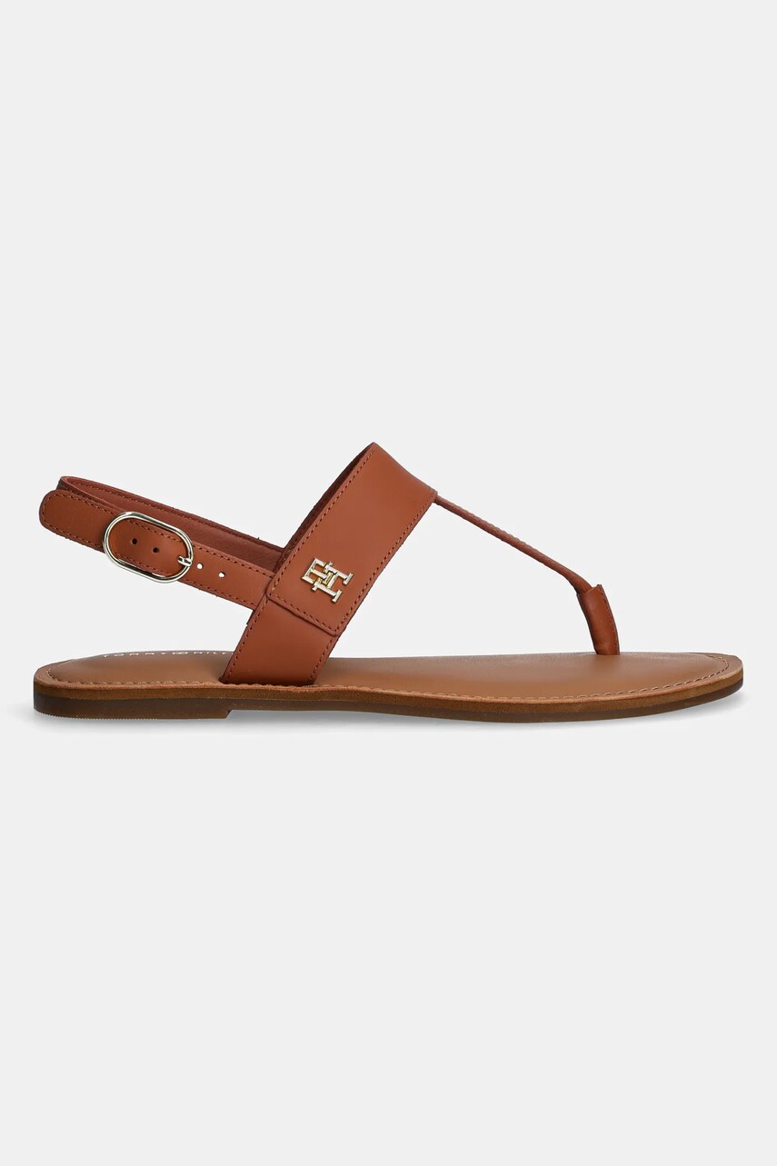 Шкіряні сандалі Tommy Hilfiger LEATHER THONG SANDAL жіночі колір коричневий FW0FW08505