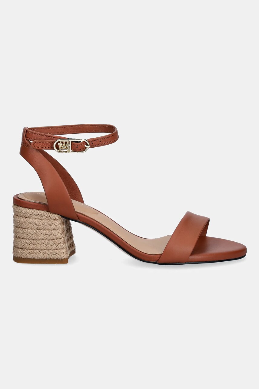 Шкіряні сандалі Tommy Hilfiger LEATHER ANKLE STRAP ESPAD SANDAL колір коричневий FW0FW08533