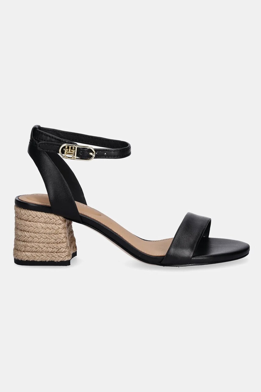 Шкіряні сандалі Tommy Hilfiger LEATHER ANKLE STRAP ESPAD SANDAL колір чорний FW0FW08533