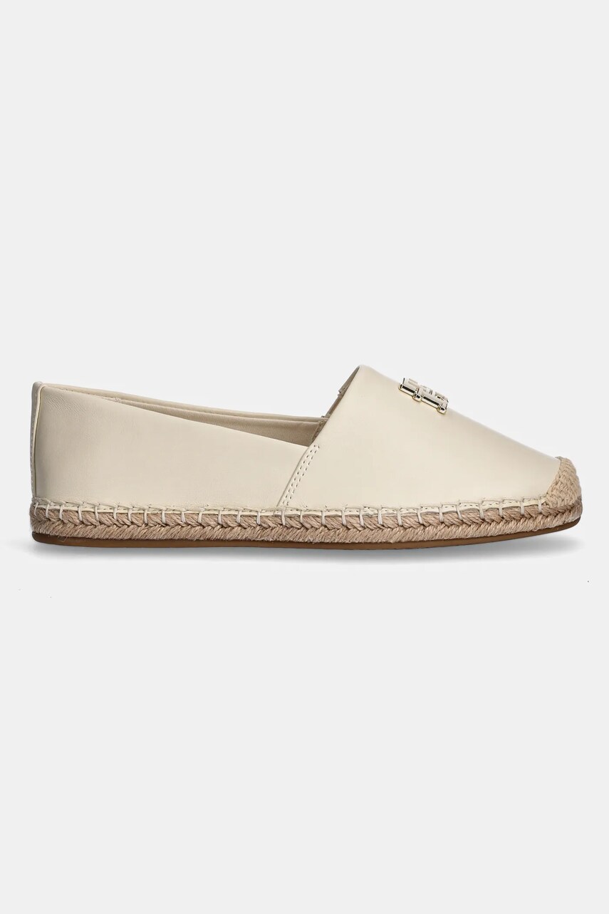 Шкіряні еспадрилі Tommy Hilfiger TH LOGO LEATHER ESPADRILLE колір бежевий FW0FW08540