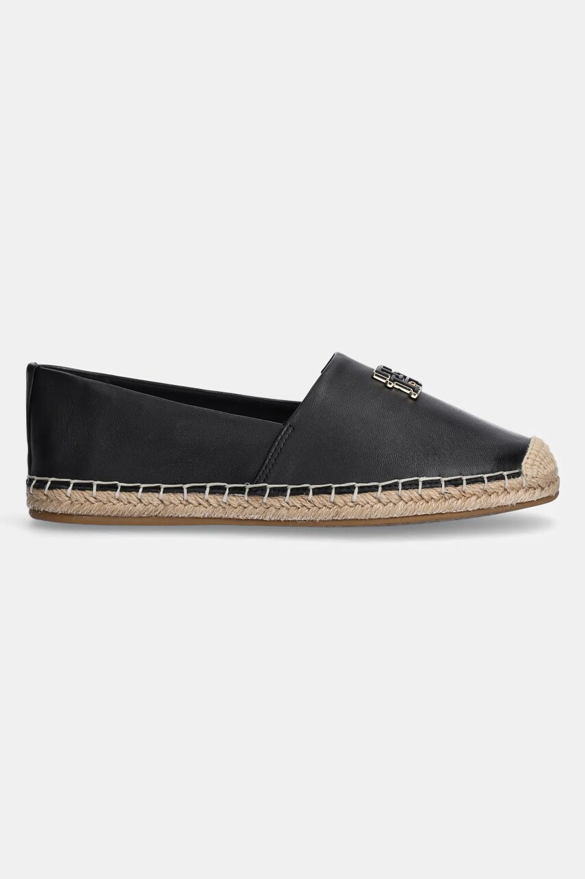 Шкіряні еспадрилі Tommy Hilfiger TH LOGO LEATHER ESPADRILLE колір чорний FW0FW08540