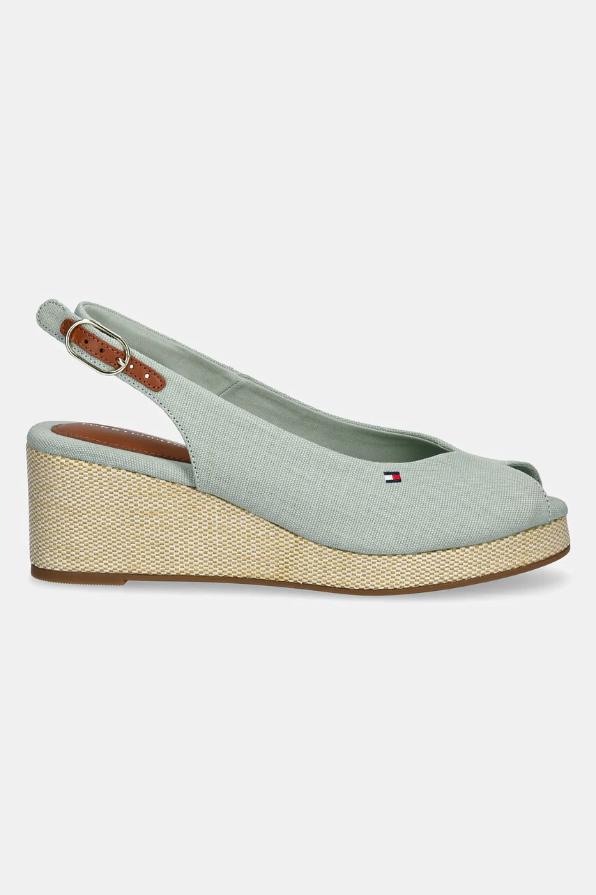 Сандалі Tommy Hilfiger FLAG MID WEDGE ESPAD SLINGBACK колір зелений FW0FW08595