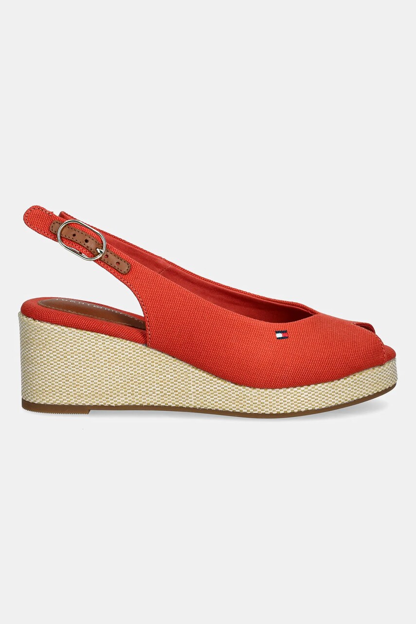 Сандалі Tommy Hilfiger FLAG MID WEDGE ESPAD SLINGBACK колір червоний FW0FW08595