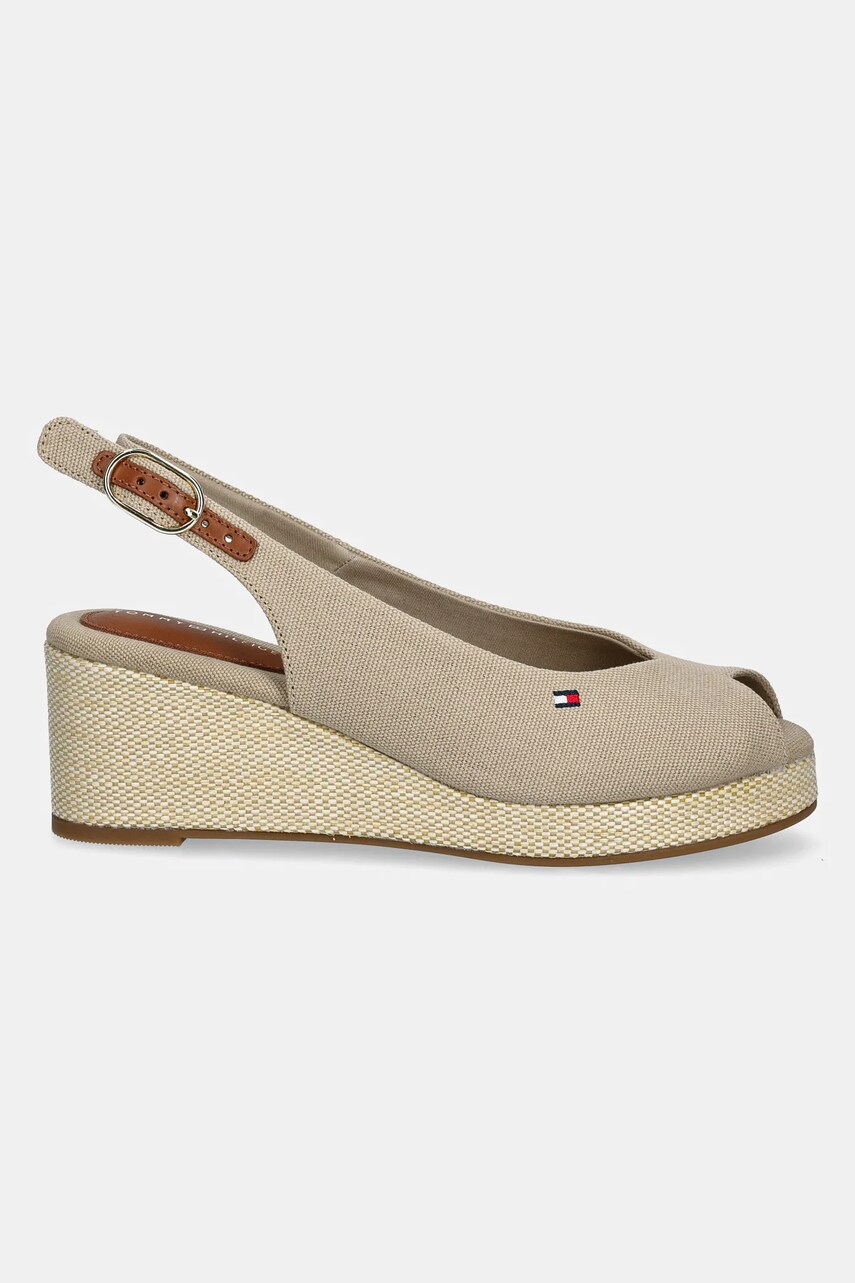 Сандалі Tommy Hilfiger FLAG MID WEDGE ESPAD SLINGBACK колір бежевий FW0FW08595