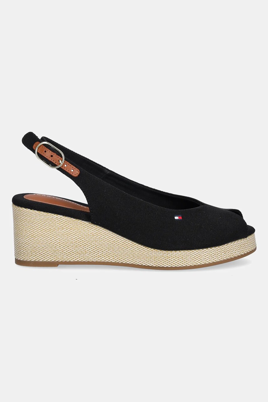 Сандалі Tommy Hilfiger FLAG MID WEDGE ESPAD SLINGBACK колір чорний FW0FW08595