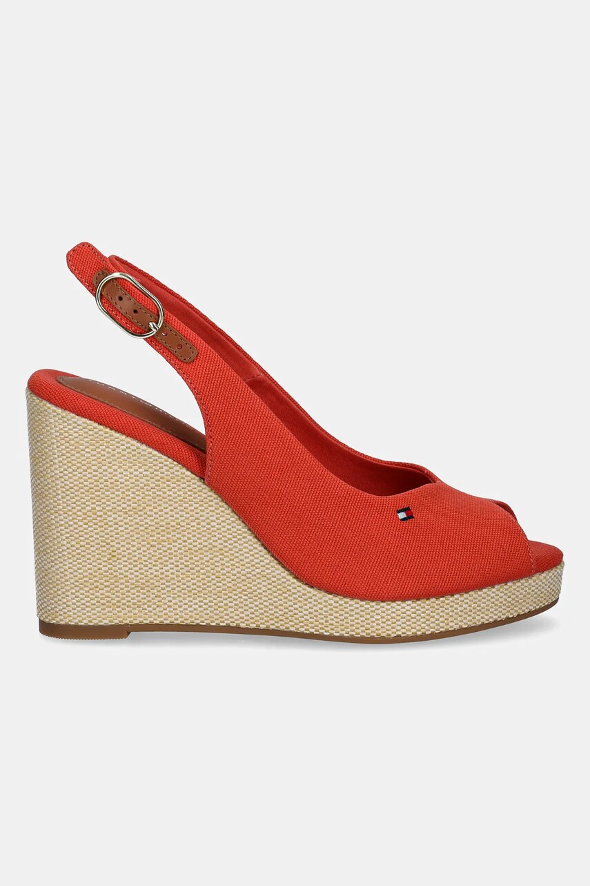 Сандалі Tommy Hilfiger FLAG HIGH WEDGE ESPAD SLINGBACK колір червоний FW0FW08597