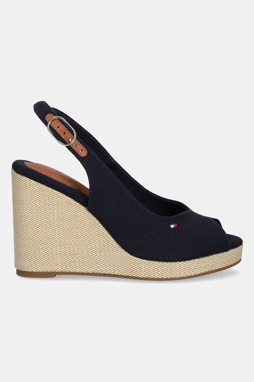 Сандалі Tommy Hilfiger FLAG HIGH WEDGE ESPAD SLINGBACK колір синій FW0FW08597