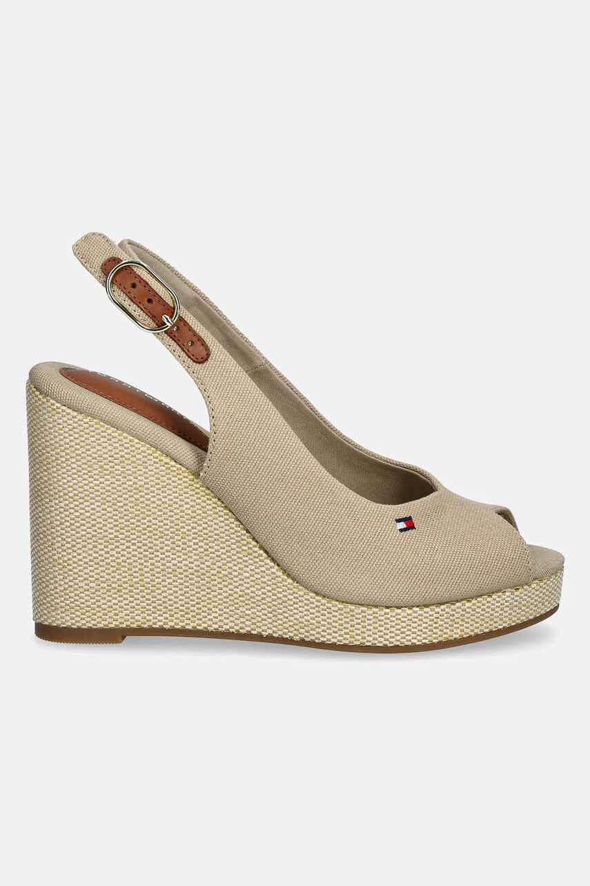Сандалі Tommy Hilfiger FLAG HIGH WEDGE ESPAD SLINGBACK колір бежевий FW0FW08597
