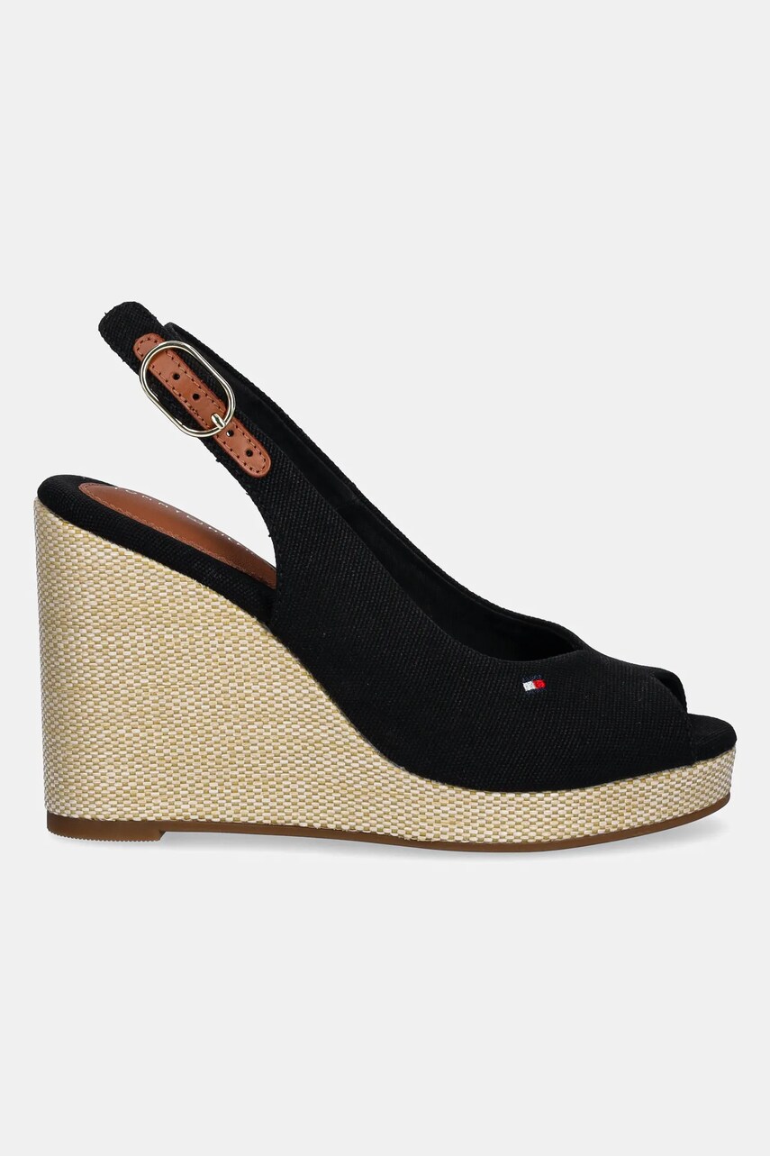 Сандалі Tommy Hilfiger FLAG HIGH WEDGE ESPAD SLINGBACK колір чорний FW0FW08597