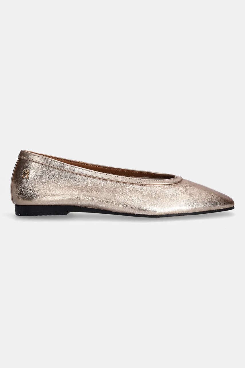 Шкіряні балетки Tommy Hilfiger SOFT METAL LTHR BALLERINA NO BOW колір золотий  FW0FW08601