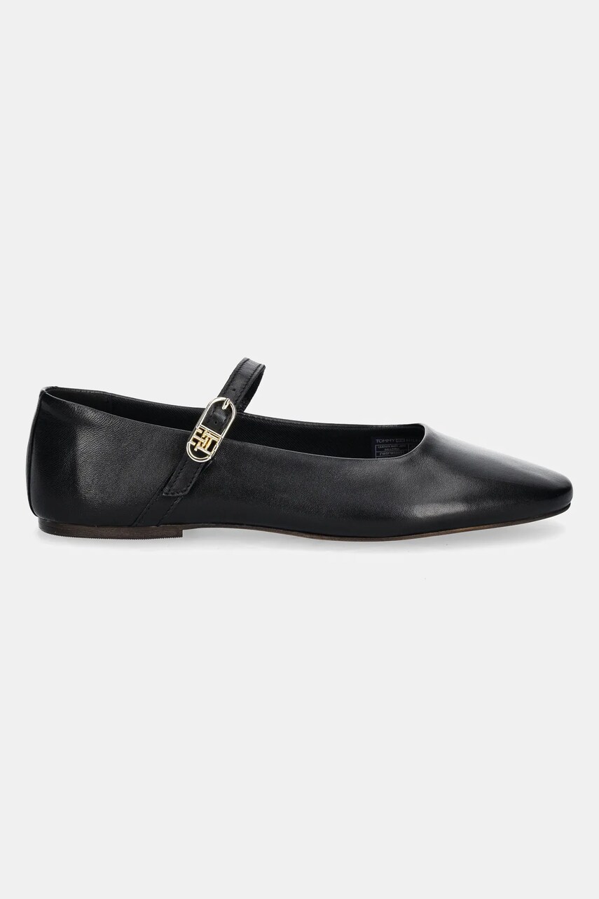 Шкіряні балетки Tommy Hilfiger LEATHER MARYJANE BALLERINA колір чорний  FW0FW08651
