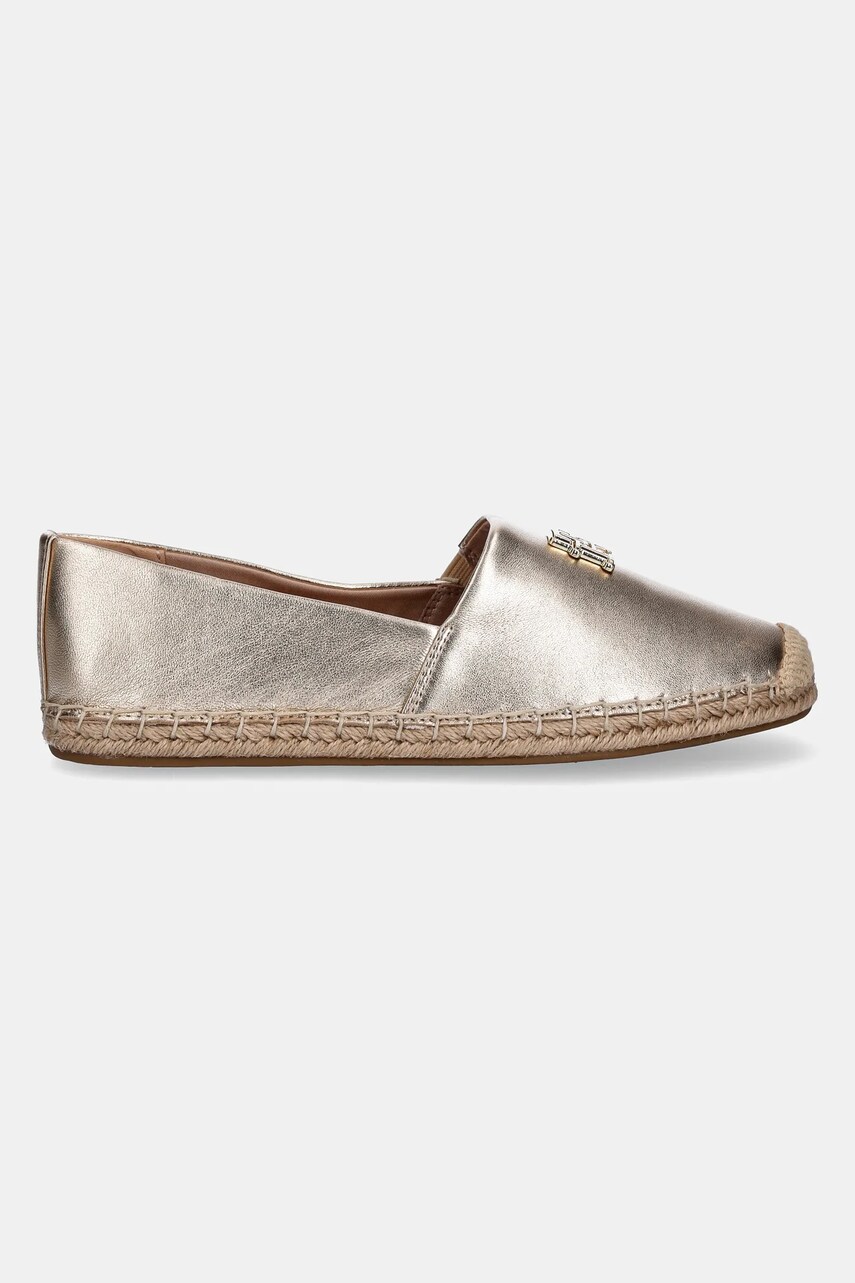 Шкіряні еспадрилі Tommy Hilfiger TH LOGO METALLIC LEATHER ESPAD колір золотий FW0FW08652