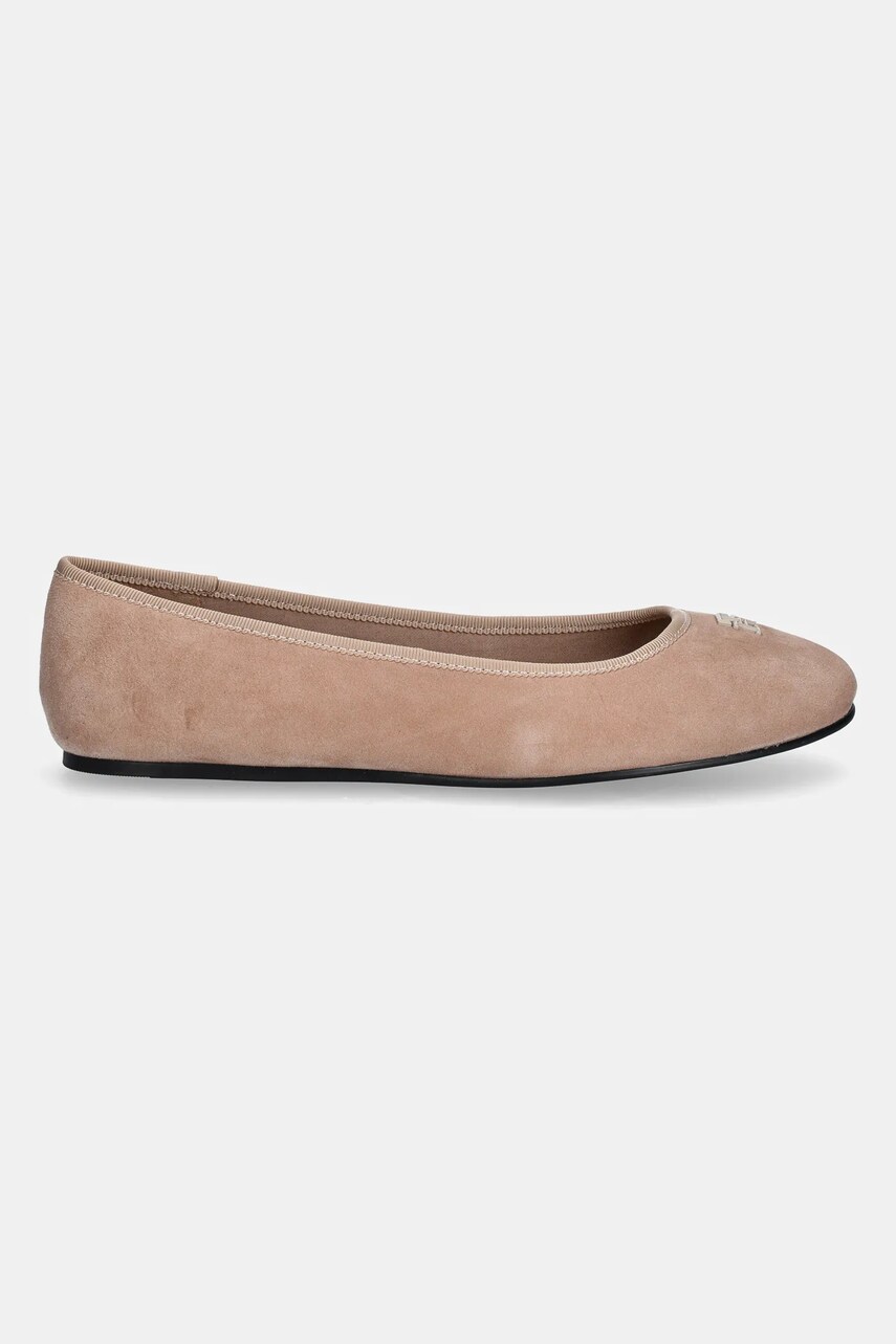 Замшеві балетки Tommy Hilfiger TH HARDWARE SUEDE BALLERINA колір бежевий  FW0FW08655