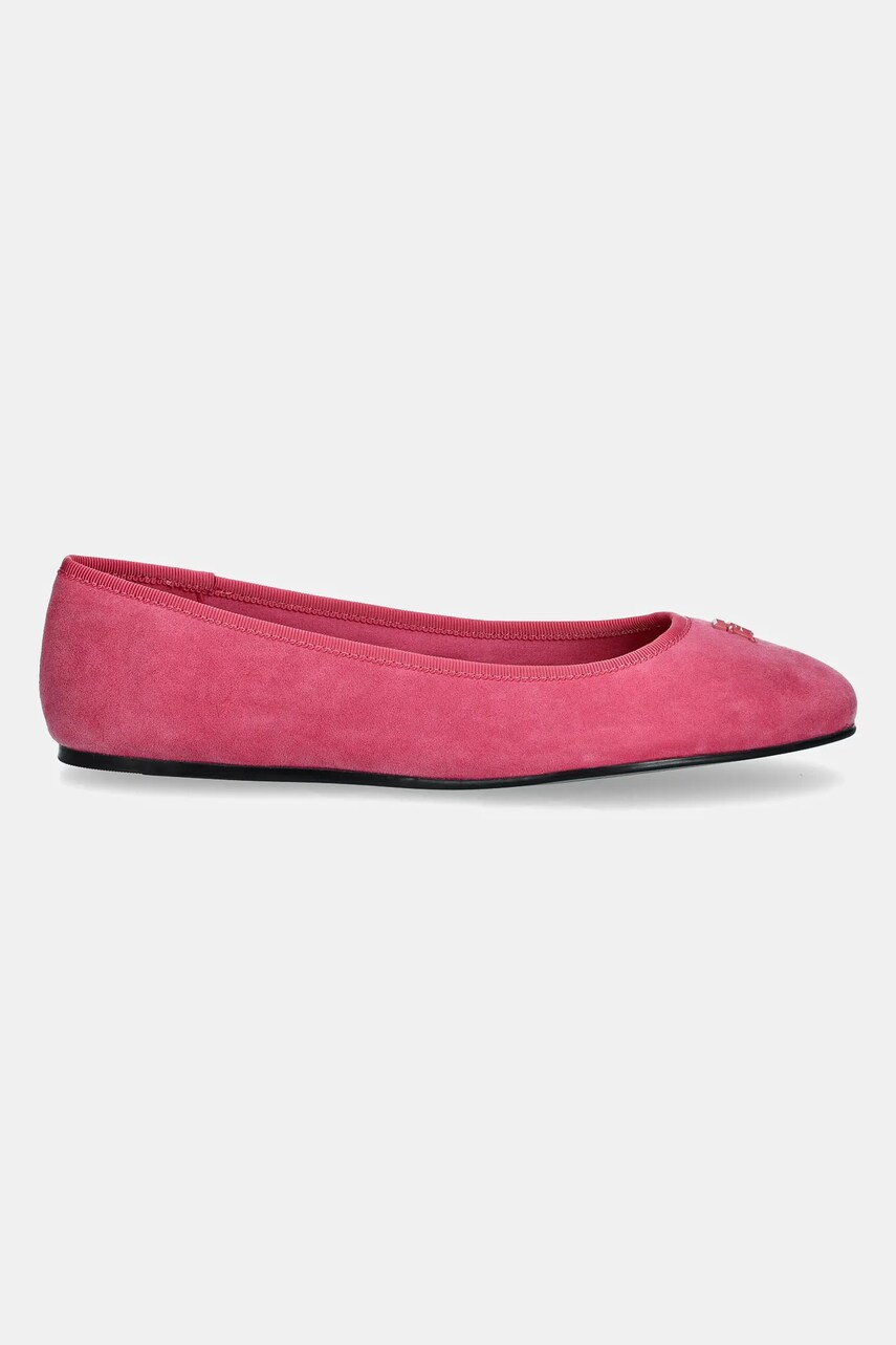 Замшеві балетки Tommy Hilfiger TH HARDWARE SUEDE BALLERINA колір рожевий  FW0FW08655