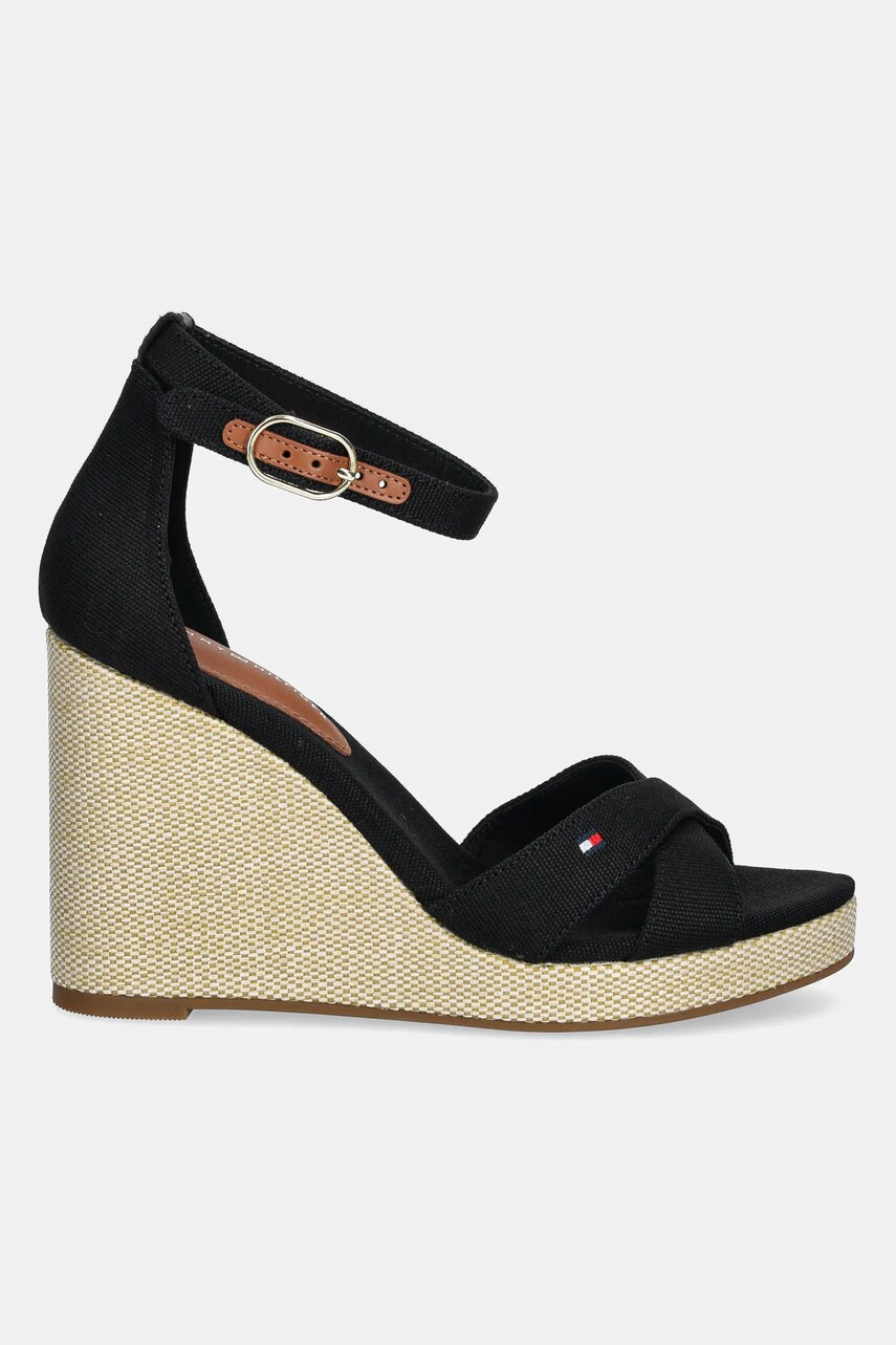 Сандалі Tommy Hilfiger FLAG HIGH WEDGE ESPAD CRISSCROSS колір чорний FW0FW08661