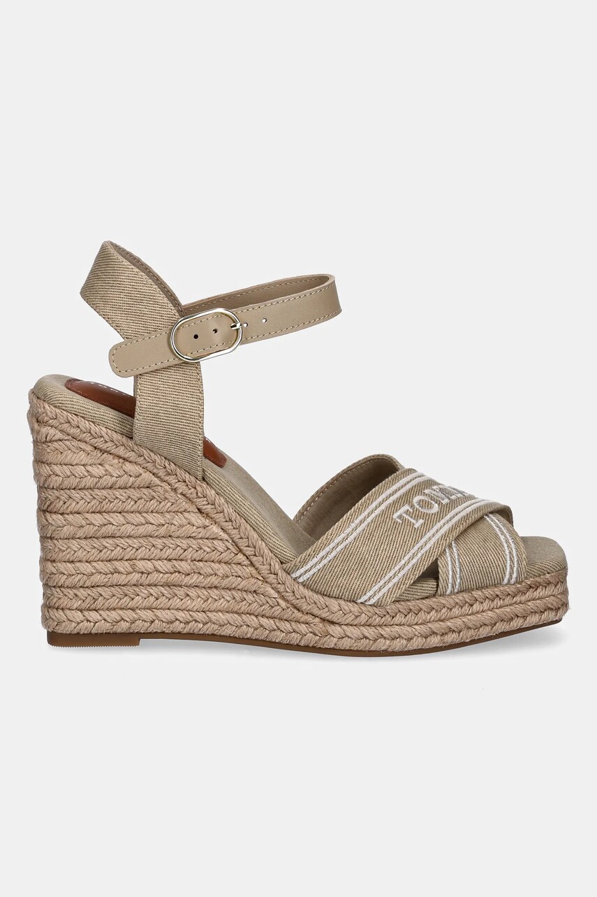 Сандалі Tommy Hilfiger TOMMY HILFIGER ESPAD HIGH WEDGE колір бежевий FW0FW08668