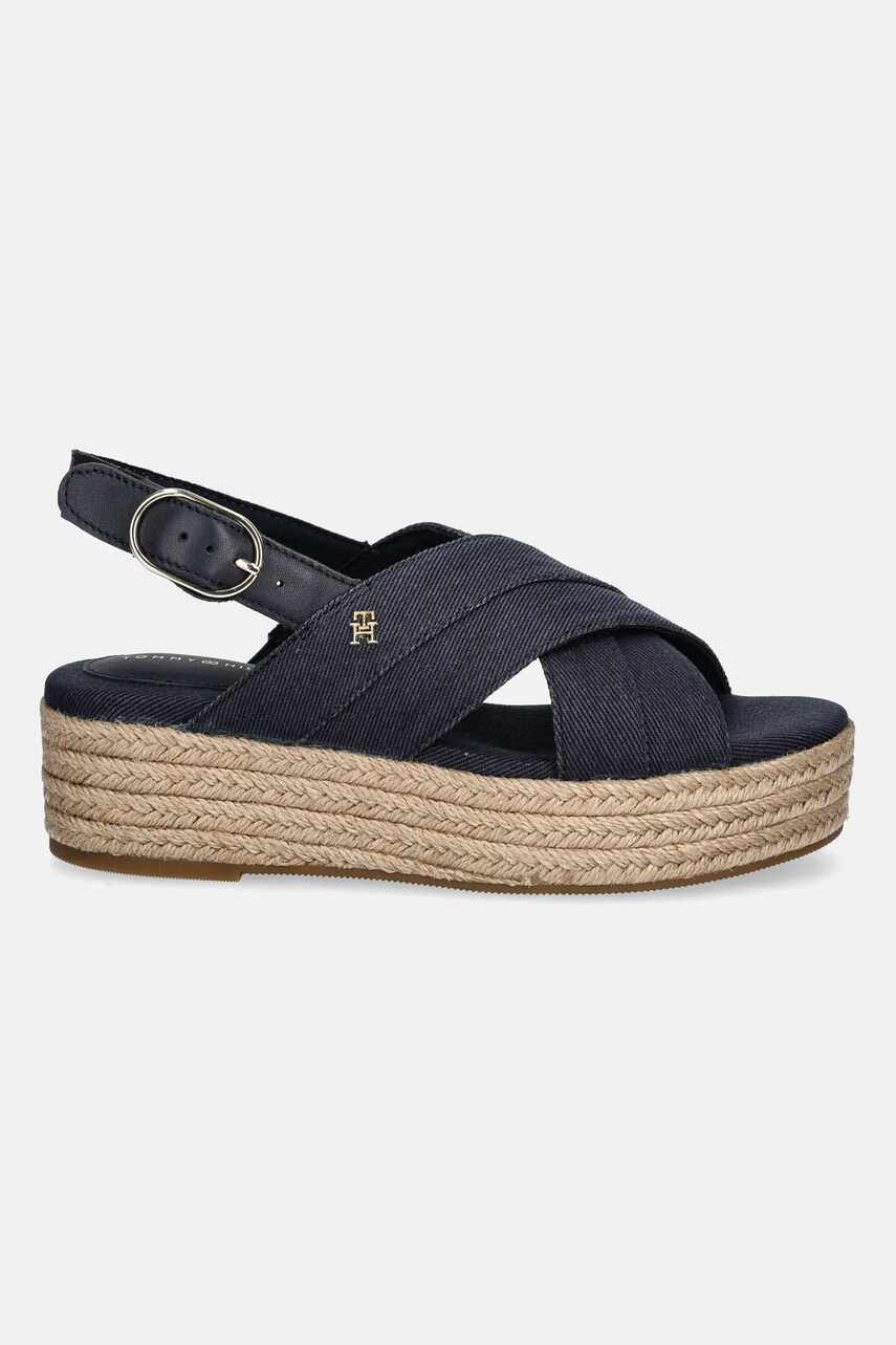 Сандалі Tommy Hilfiger DENIM ESPADRILLE PLATFORM SANDAL жіночі колір синій на платформі FW0FW08669