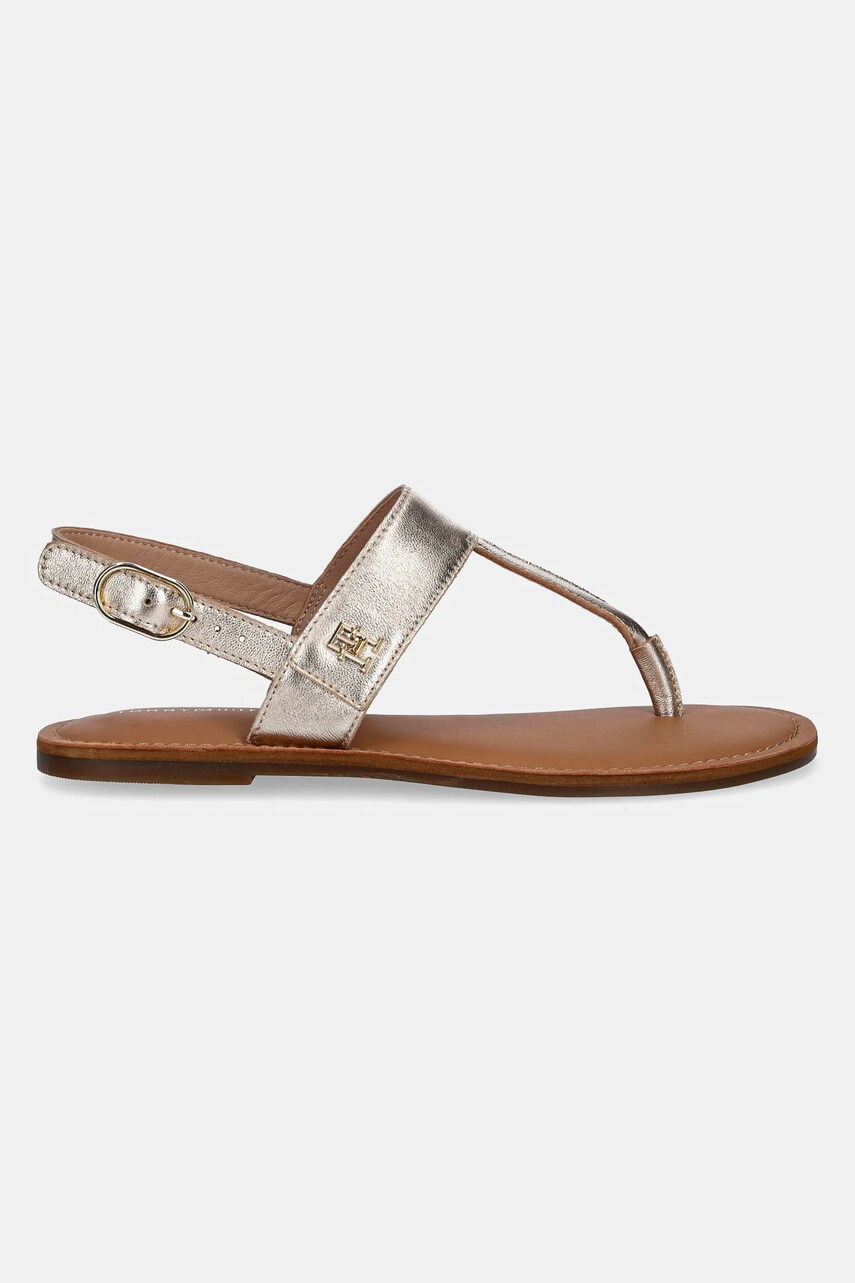 Шкіряні сандалі Tommy Hilfiger METALLIC LEATHER THONG SANDAL жіночі колір золотий FW0FW08798
