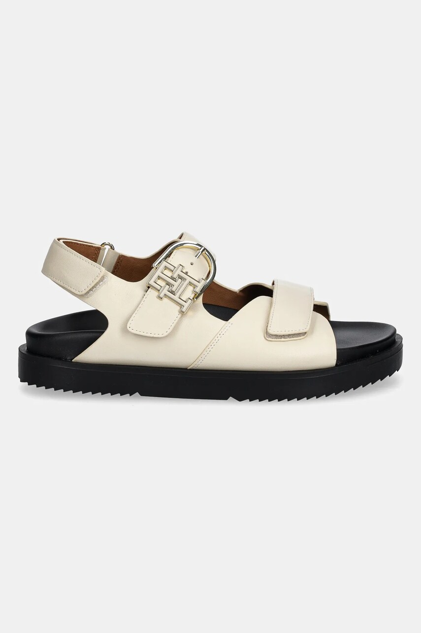 Шкіряні сандалі Tommy Hilfiger LEATHER SPORTY SANDAL жіночі колір бежевий FW0FW08799