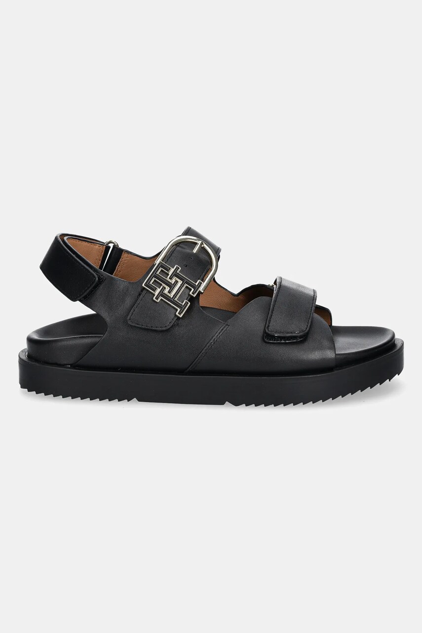 Шкіряні сандалі Tommy Hilfiger LEATHER SPORTY SANDAL жіночі колір чорний FW0FW08799