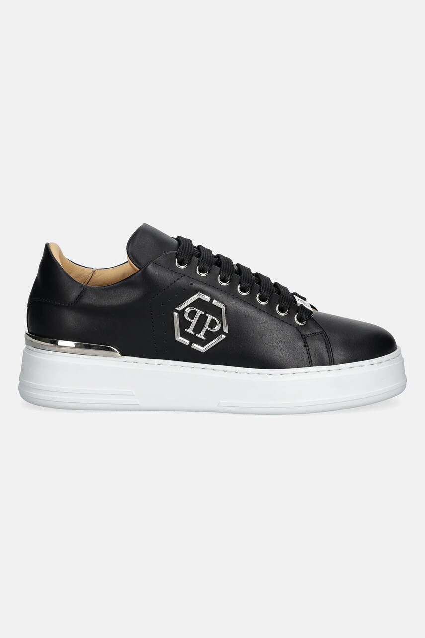 Шкіряні кросівки Philipp Plein Nappa Lo-Top Hexagon жіночі колір чорний USC0670 PLE010N 02
