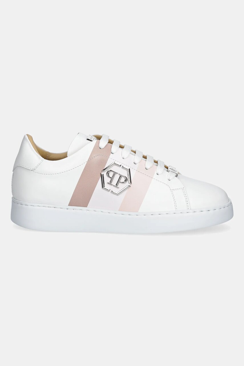 Шкіряні кросівки Philipp Plein Lo-Top Hexagon жіночі колір білий USC0704 PLE005N 0103