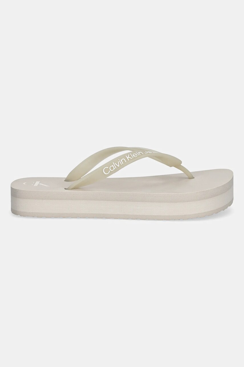 В'єтнамки Calvin Klein Jeans BEACH SANDAL FLATFORM TPU жіночі колір бежевий на платформі YW0YW01830