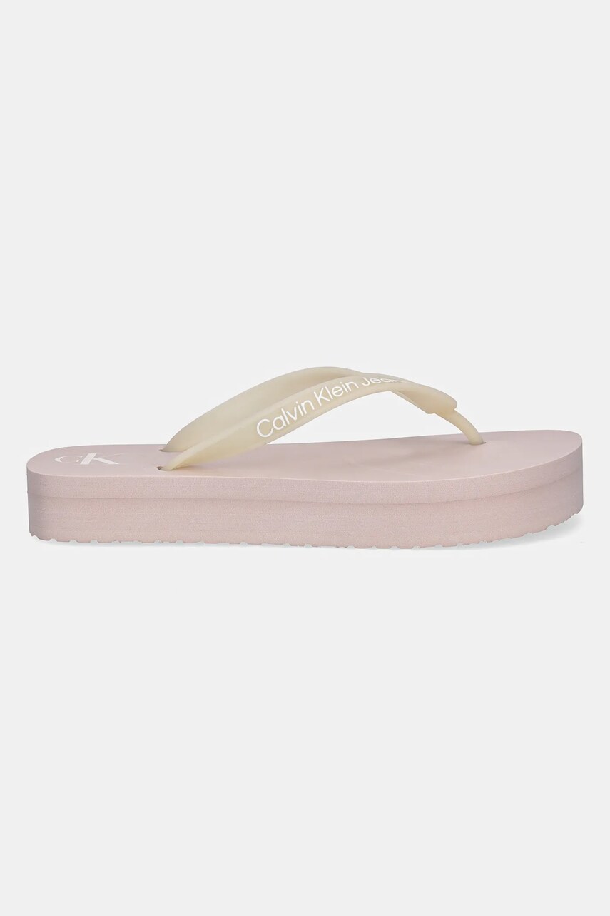 В'єтнамки Calvin Klein Jeans BEACH SANDAL FLATFORM TPU жіночі колір рожевий на платформі YW0YW01830