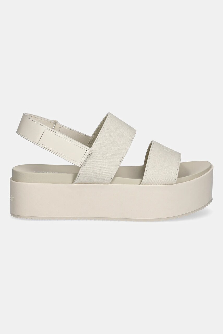 Сандалі Calvin Klein Jeans FLATFORM SANDAL SLING IN жіночі колір бежевий на платформі YW0YW01788