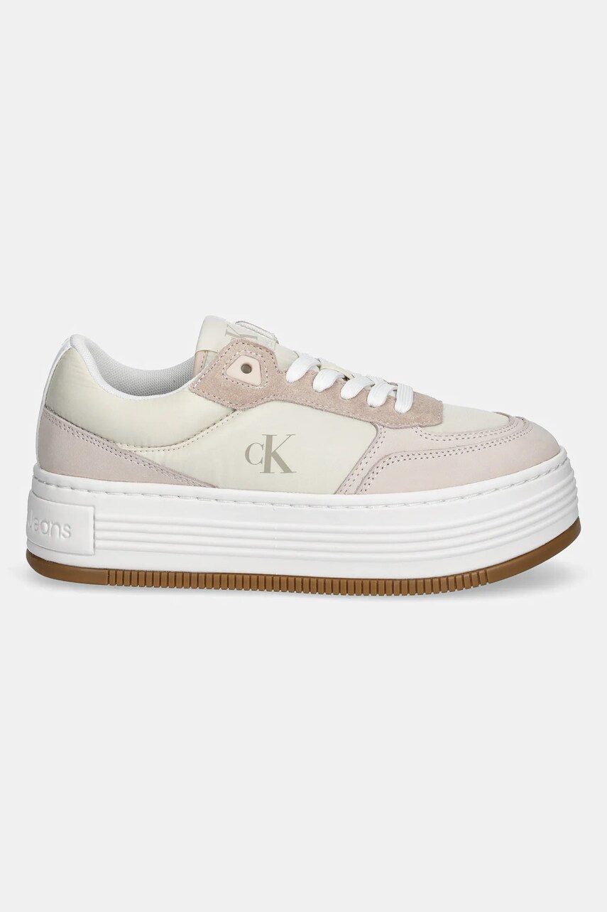 Кросівки Calvin Klein Jeans BOLD FLATF LOW LACE MIX жіночі колір бежевий YW0YW01742