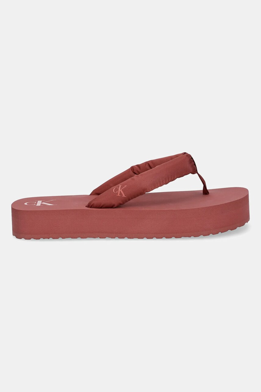В'єтнамки Calvin Klein Jeans BEACH SANDAL FLATFORM TTXR SATIN жіночі колір рожевий на платформі YW0YW01723