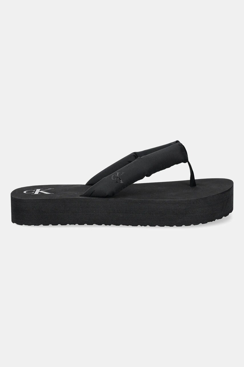 В'єтнамки Calvin Klein Jeans BEACH SANDAL FLATFORM TTXR SATIN жіночі колір чорний на платформі YW0YW01723