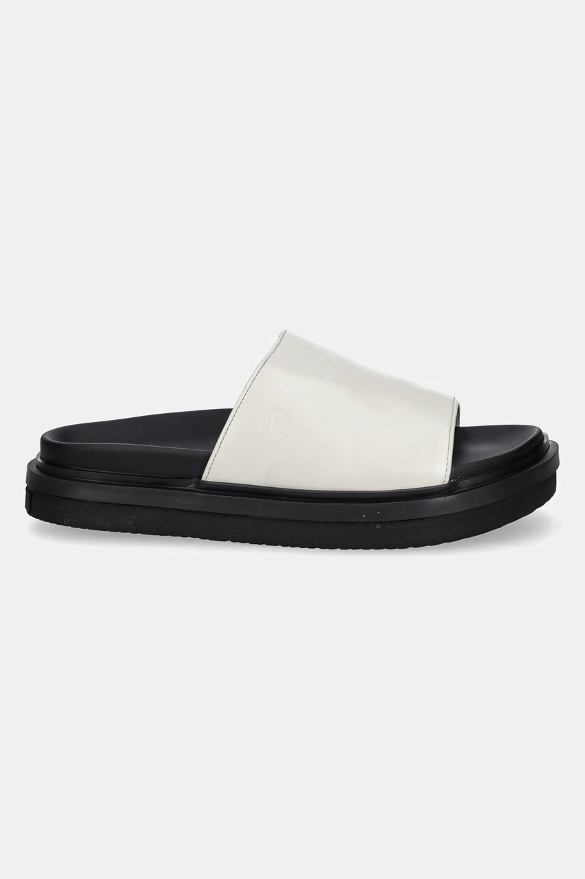 Шльопанці Calvin Klein Jeans FLAT MOLDED SANDAL SLIDE жіночі колір сірий YW0YW01710