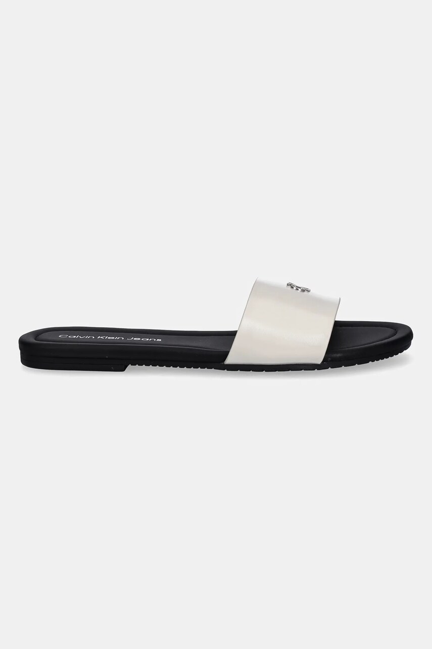Шльопанці Calvin Klein Jeans FLAT SANDAL SLIDE MG жіночі колір сірий YW0YW01697