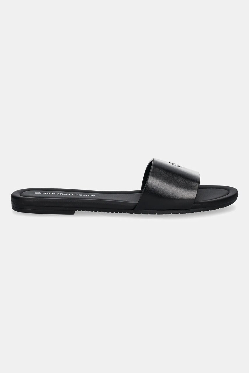 Шльопанці Calvin Klein Jeans FLAT SANDAL SLIDE MG жіночі колір чорний YW0YW01697
