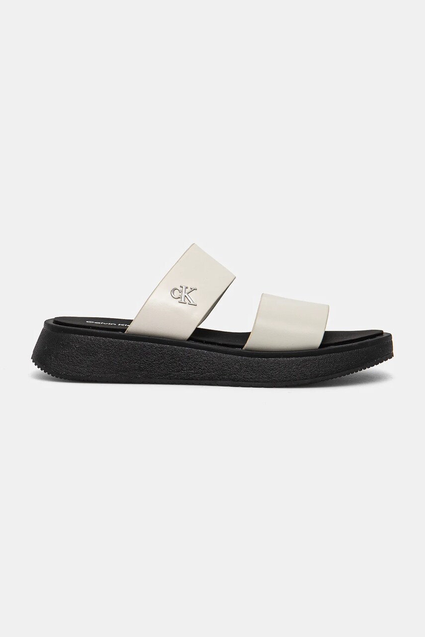 Шльопанці Calvin Klein Jeans SANDAL SLIDE DOUBLE STRAP жіночі колір бежевий на платформі YW0YW01694