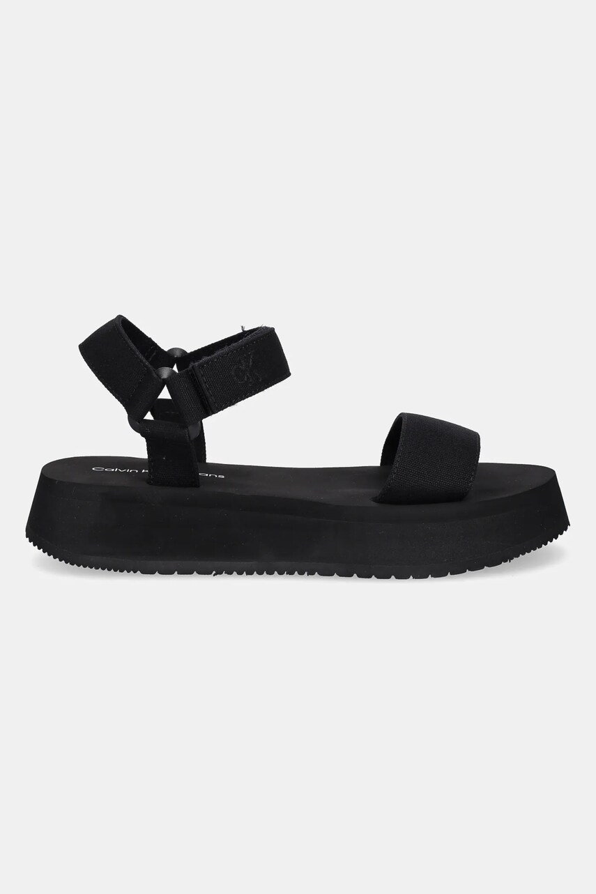 Сандалі Calvin Klein Jeans SANDAL VELCRO WEBBING MG жіночі колір чорний на платформі YW0YW01693