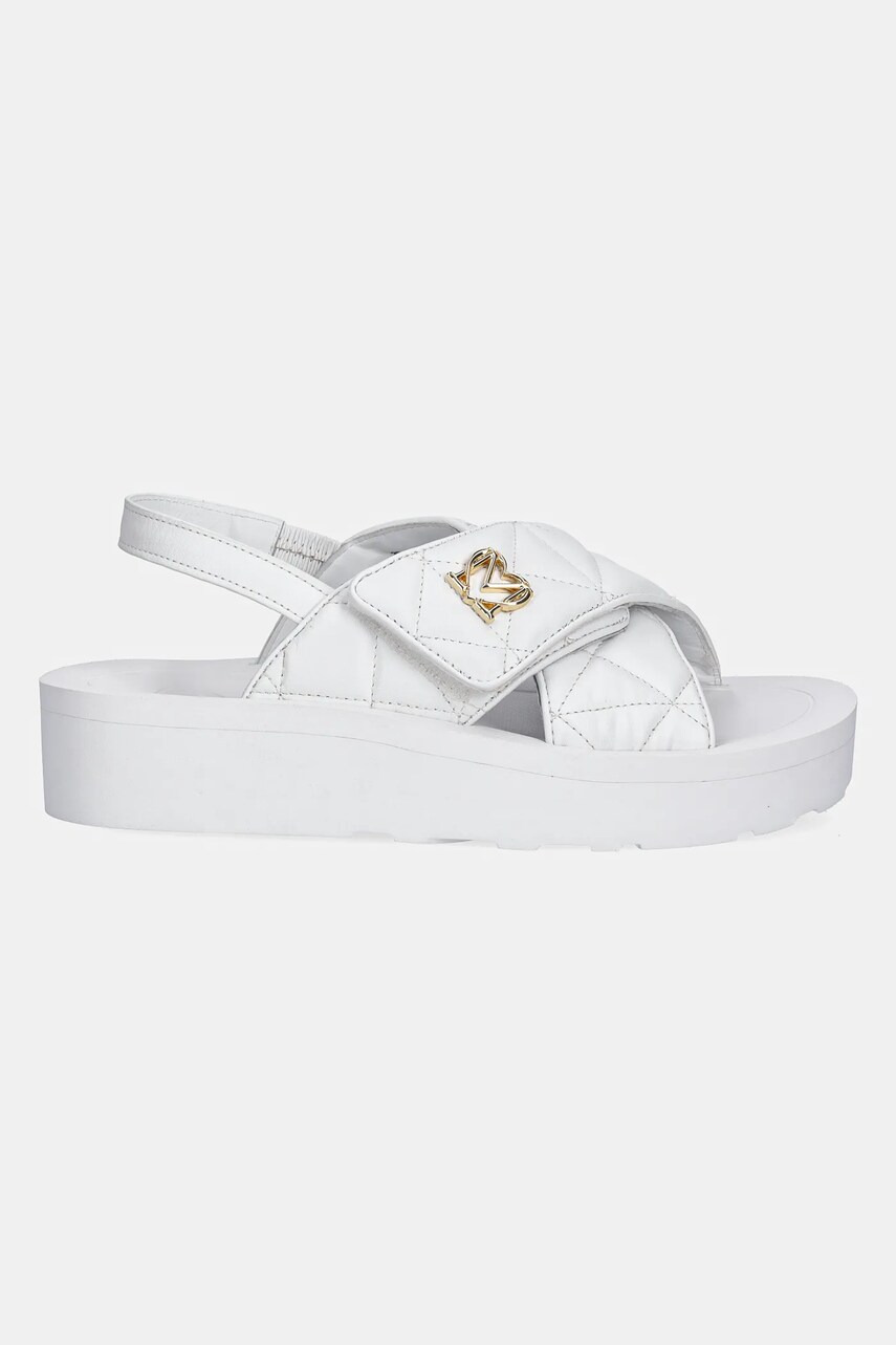 Шкіряні сандалі Love Moschino жіночі колір білий на платформі JA16044I1MIE0100