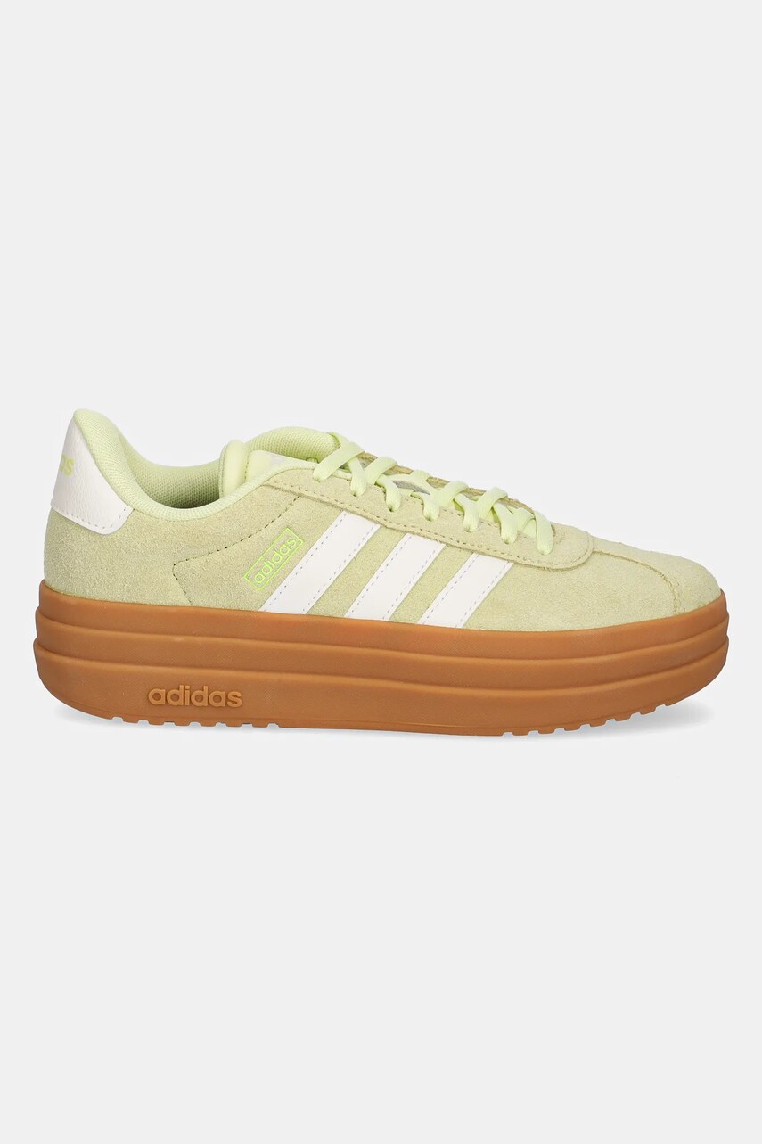 Замшеві кросівки adidas VL Court Bold колір зелений JI1784