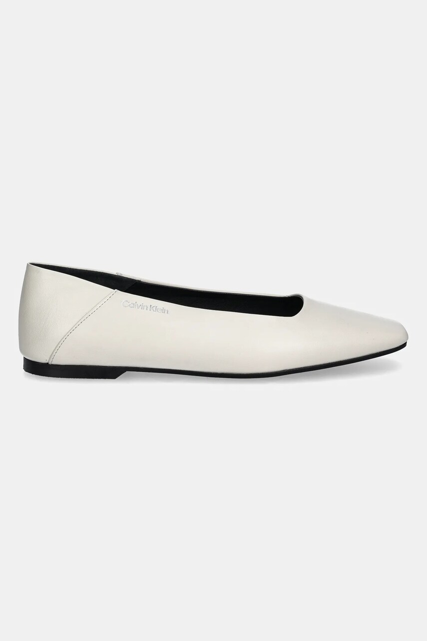 Шкіряні балетки Calvin Klein FLAT BALLERINA - LTH колір бежевий  HW0HW02463