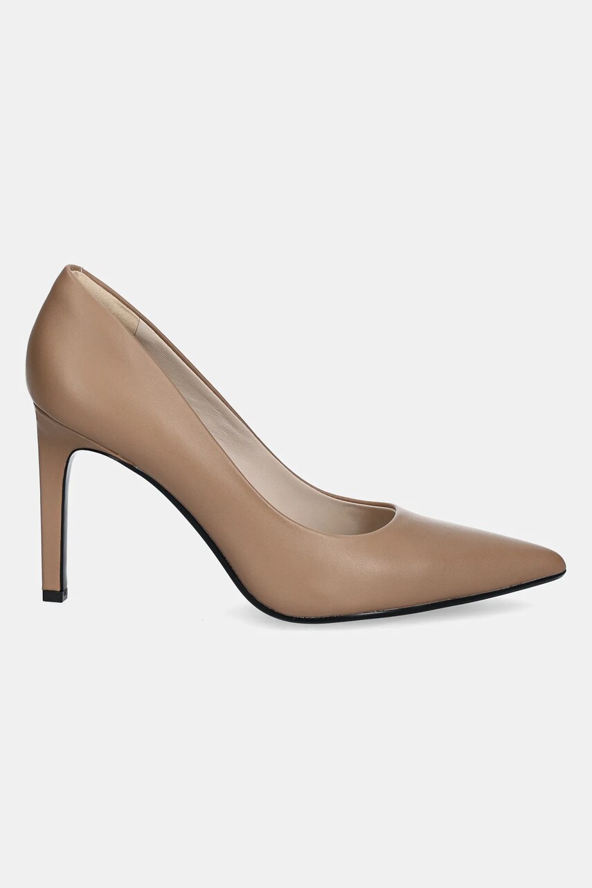Шкіряні туфлі Calvin Klein HEEL PUMP 90 - LTH колір коричневий HW0HW02336