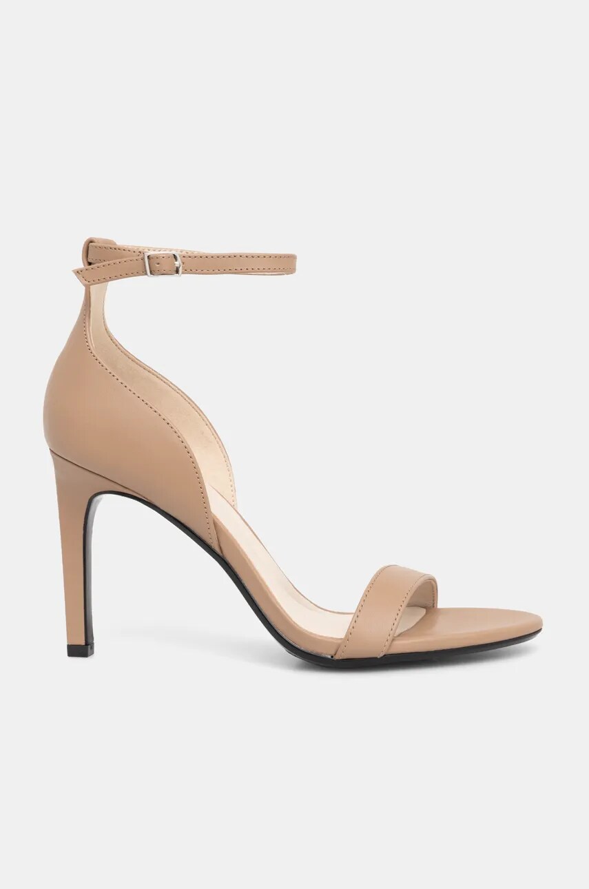 Сандалі Calvin Klein HEEL SANDAL 90 - LTH колір бежевий HW0HW02337