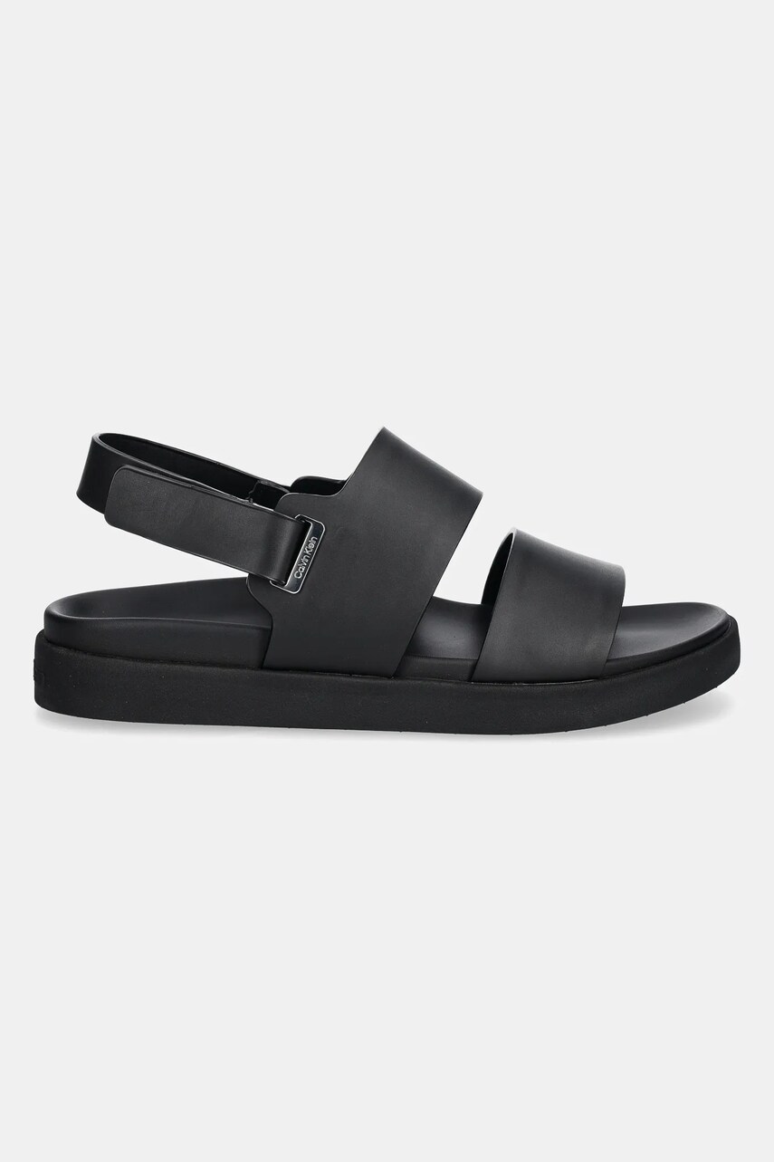 Шкіряні сандалі Calvin Klein FLAT ADJ SANDAL EYELET жіночі колір чорний HW0HW02488