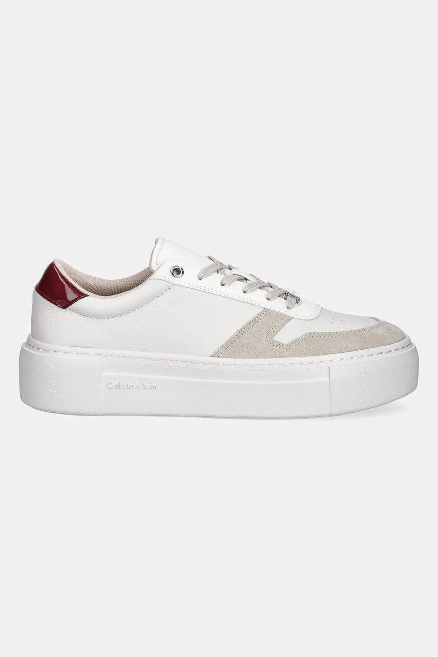 Шкіряні кросівки Calvin Klein FF CUPSOLE LACE UP - LTH MIX колір білий HW0HW02409