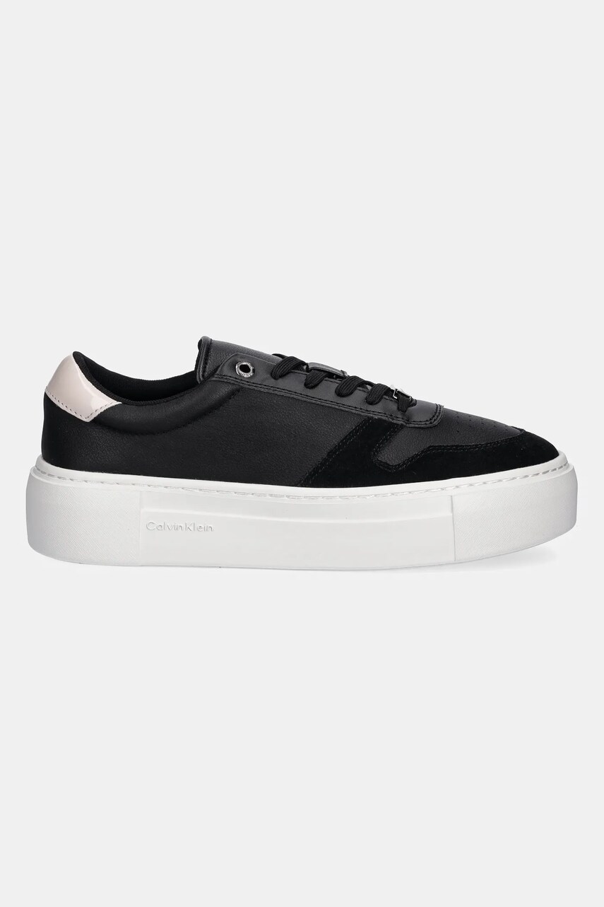 Шкіряні кросівки Calvin Klein FF CUPSOLE LACE UP - LTH MIX колір чорний HW0HW02409