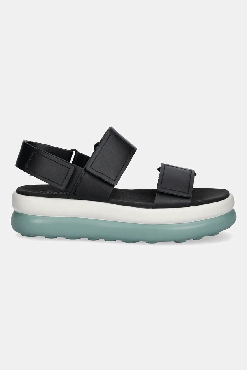 Шкіряні сандалі Camper Pelotas Flota Up жіночі колір чорний на платформі K201728-005